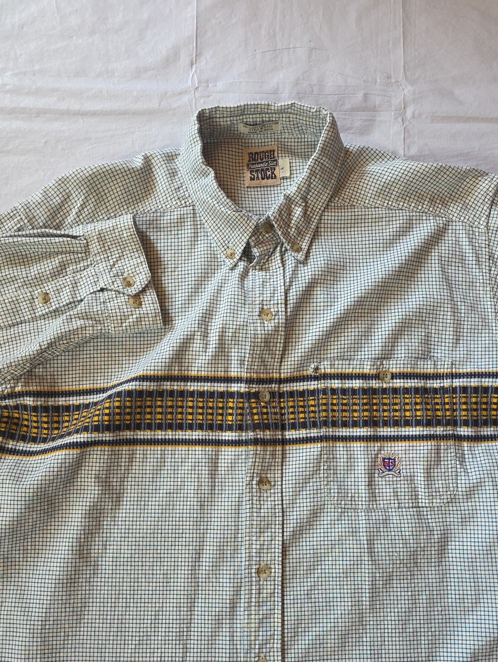 Panhandle Slim Rough Stock Men's Check Button-Down L Blue Yellow